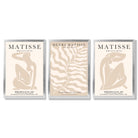 Set of 3 Matisse Warm Minimalist Framed Wall Art with Silver Wood Frames