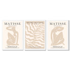 Set of 3 Matisse Warm Minimalist Framed Wall Art with White Wooden Frames