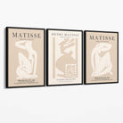 Set of 3 Matisse Minimal Beige Fashion Canvas Prints with Black Float Frame