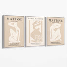 Set of 3 Matisse Minimal Beige Fashion Canvas Prints with White Float Frame