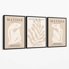 Set of 3 Matisse Minimal Beige Cutouts Canvas Prints with Black Float Frame