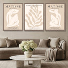 Set of 3 Matisse Minimal Beige Cutouts Art Prints in Black Frames | Artze UK