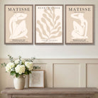Set of 3 Matisse Minimal Beige Cutouts Art Prints in White Frames | Artze UK