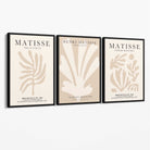 Set of 3 Matisse Botanical Beige Canvas Prints with Black Float Frame