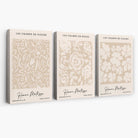 Set of 3 Floral Matisse Roses in Beige Canvas Prints | Artze Wall Art