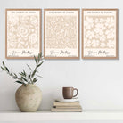 Set of 3 Floral Matisse Roses in Beige Art Prints in Oak Frames | Artze UK