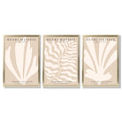Set of 3 Matisse Botanical in Warm Beige Framed Wall Art with Gold Wood Frames