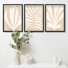 Set of 3 Matisse Botanical in Warm Beige Art Prints in Oak Frames | Artze UK