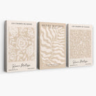 Matisse Warm Beige Set of 3 Floral Canvas Prints | Artze Wall Art