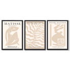 Matisse Warm Beige Set of 3 Lifestyle Framed Wall Art with Black Wooden Frames