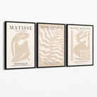 Matisse Warm Beige Set of 3 Lifestyle Canvas Prints with Black Float Frame