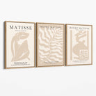 Matisse Warm Beige Set of 3 Lifestyle Canvas Prints with Oak Float Frame