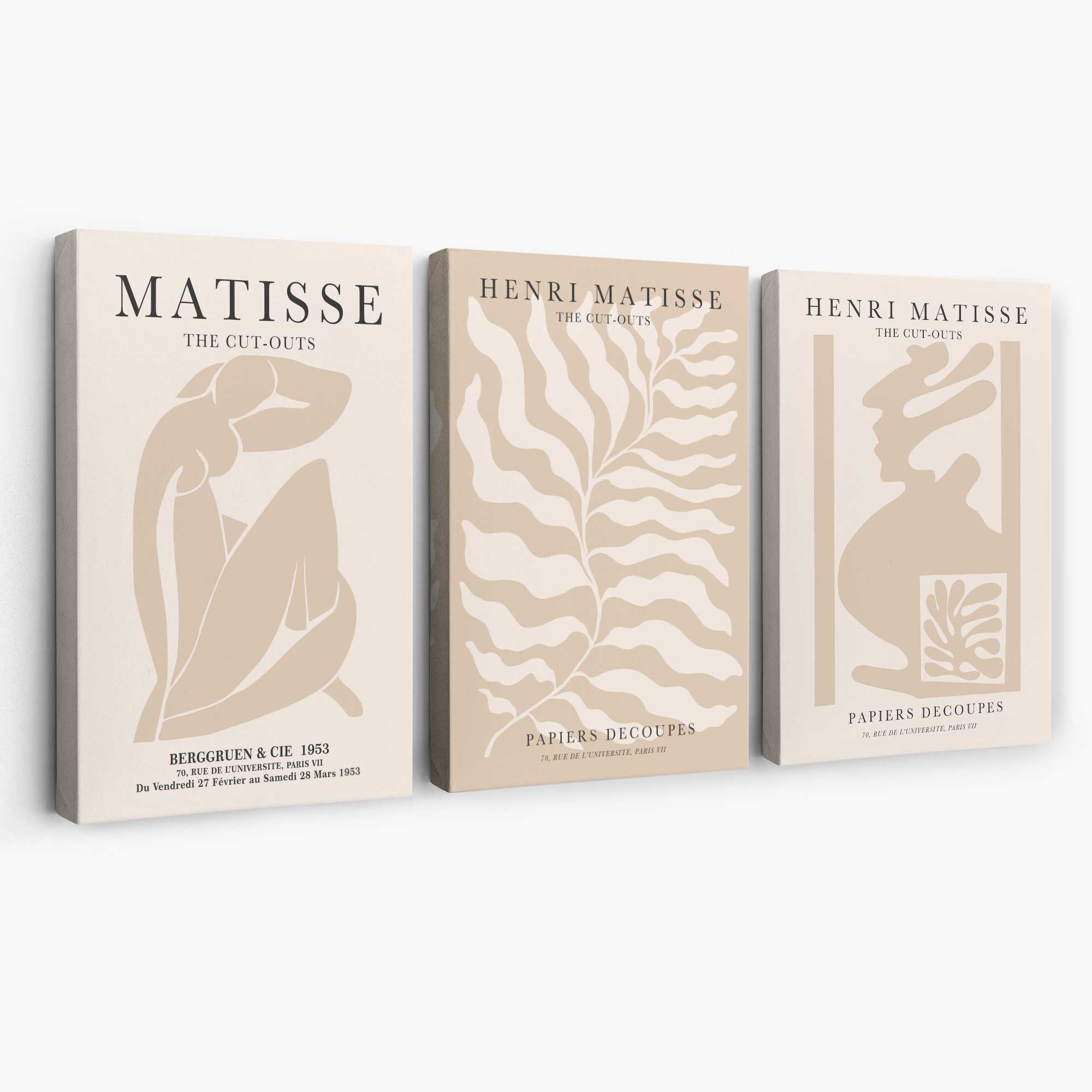 Matisse Warm Beige Set of 3 Lifestyle Canvas Prints | Artze Wall Art