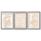 Matisse Warm Beige Set of 3 Lifestyle Framed Wall Art with Dark Grey Wooden Frames