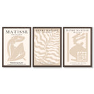 Matisse Warm Beige Set of 3 Lifestyle Framed Wall Art with Dark Wood Frames
