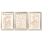 Matisse Warm Beige Set of 3 Lifestyle Framed Wall Art with Gold Wood Frames