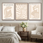 Matisse Warm Beige Set of 3 Lifestyle Art Prints in Black Frames | Artze UK
