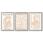 Matisse Warm Beige Set of 3 Lifestyle Framed Wall Art with Light Grey Wooden Frames