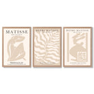 Matisse Warm Beige Set of 3 Lifestyle Framed Wall Art with Light Oak Frames