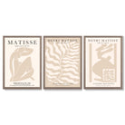 Matisse Warm Beige Set of 3 Lifestyle Framed Wall Art with Light Walnut Frames