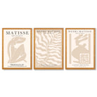 Matisse Warm Beige Set of 3 Lifestyle Framed Wall Art with Oak Wooden Frames