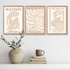 Matisse Warm Beige Set of 3 Lifestyle Art Prints in Oak Frames | Artze UK