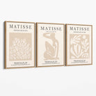 Matisse Set of 3 Beige Botanical Canvas Prints with Oak Float Frame