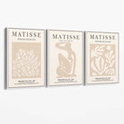 Matisse Set of 3 Beige Botanical Canvas Prints with White Float Frame