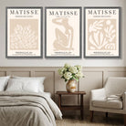 Matisse Set of 3 Beige Botanical Art Prints in White Frames | Artze UK