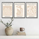 Matisse Set of 3 Beige Botanical Art Prints in Oak Frames | Artze UK