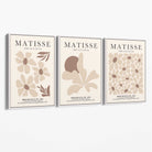 Matisse Florals Set of 3 Beige Canvas Prints with White Float Frame