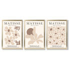Matisse Florals Set of 3 Beige Framed Wall Art with Gold Wood Frames