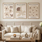 Matisse Florals Set of 3 Beige Art Prints in Black Frames | Artze UK