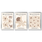 Matisse Florals Set of 3 Beige Framed Wall Art with Silver Wood Frames