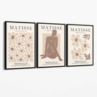 Matisse Florals Fashion Set of 3 Beige Canvas Prints with Black Float Frame