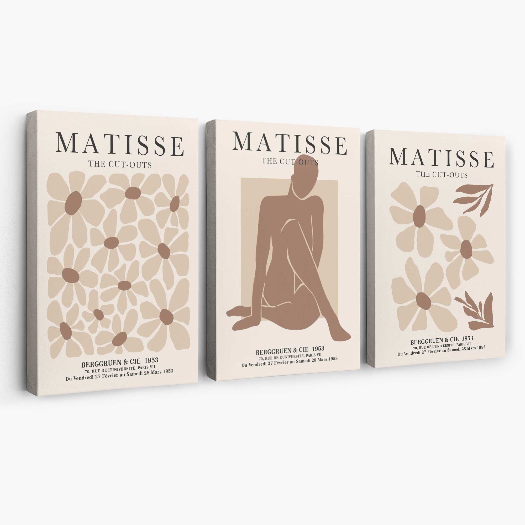 Matisse Florals Fashion Set of 3 Beige Canvas Prints | Artze Wall Art