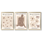 Matisse Florals Fashion Set of 3 Beige Framed Wall Art with Gold Wood Frames