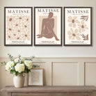 Matisse Florals Fashion Set of 3 Beige Art Prints in White Frames | Artze UK
