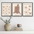 Matisse Florals Fashion Set of 3 Beige Art Prints in Oak Frames | Artze UK