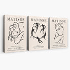 Matisse Minimal Line Art Fashion Set of 3 Black and Cream Canvas Prints | Artze Wall Art