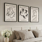 Matisse Minimal Line Art Fashion Set of 3 Black and Cream Art Prints in White Frames | Artze UK