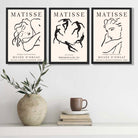 Matisse Minimal Line Art Fashion Set of 3 Black and Cream Art Prints in Oak Frames | Artze UK