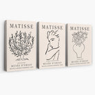 Matisse Minimal Line Art Lifestyle Set of 3 Black and Cream Canvas Prints | Artze Wall Art