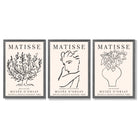 Matisse Minimal Line Art Lifestyle Set of 3 Black and Cream Framed Wall Art with Dark Grey Wooden Frames