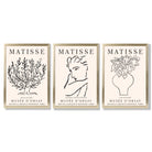 Matisse Minimal Line Art Lifestyle Set of 3 Black and Cream Framed Wall Art with Gold Wood Frames