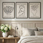 Matisse Minimal Line Art Lifestyle Set of 3 Black and Cream Art Prints in Black Frames | Artze UK