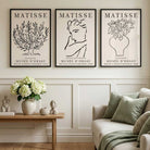 Matisse Minimal Line Art Lifestyle Set of 3 Black and Cream Art Prints in White Frames | Artze UK