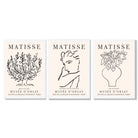 Matisse Minimal Line Art Lifestyle Set of 3 Black and Cream Framed Wall Art with White Wooden Frames