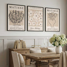 Matisse Floral Line Art Set of 3 Black and Cream Framed Wall Art with Black Wooden Frames