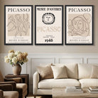 Picasso Line Art Set of 3 Black and Cream Dancers Art Prints in Black Frames | Artze UK
